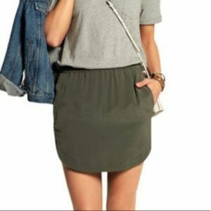 Madewell Elin Washed Silk Olive Mini Skirt